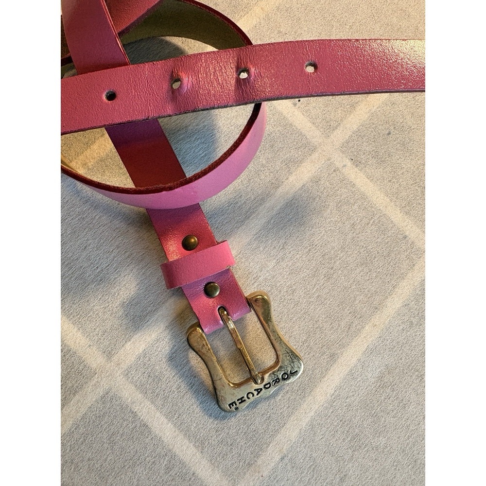 Vintage Jordache Hot Pink Barbie Leather Belt Womens S M Brass Buckle 80s 90s